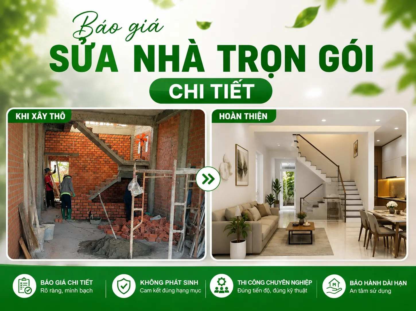 Báo giá sửa chữa nhà trọn gói 2026 tại TPHCM