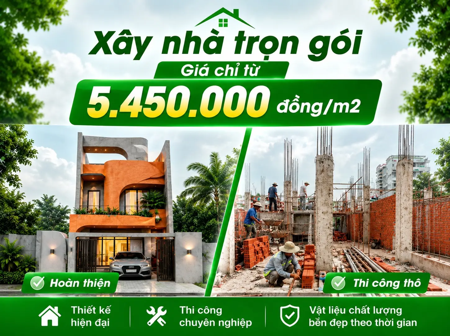 Báo giá xây dựng nhà trọn gói 2026 cập nhật chi phí mới