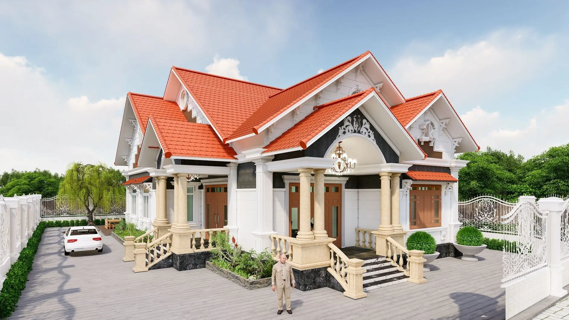 BIỆT THỰ VƯỜN 1 TẦNG CẤP 4 HIỆN ĐẠI 